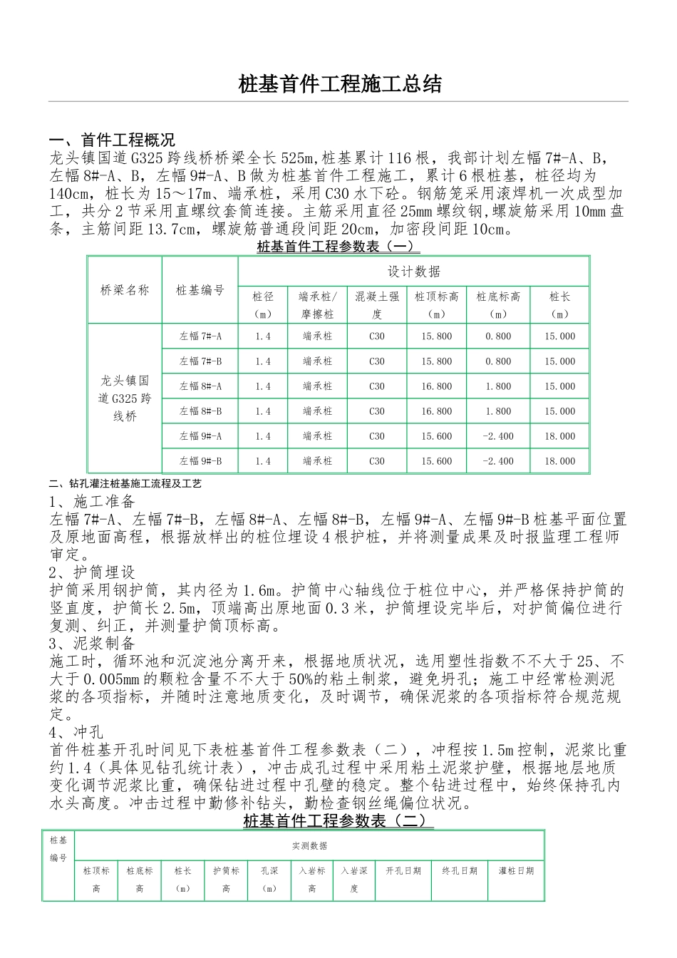 2025年桥梁桩基首件工程施工总结_第1页