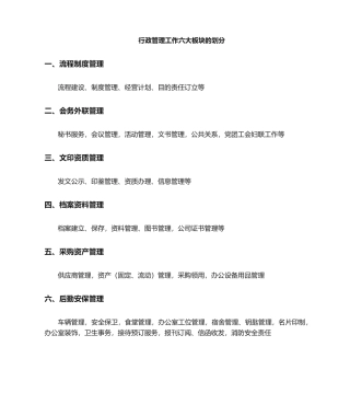 2025年行政工作六大板块