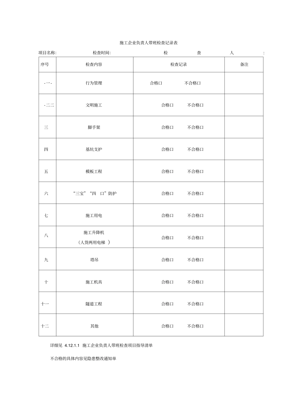 企业负责人带班检查记录表新表018_第1页