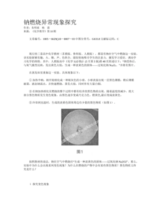 2025年钠燃烧异常现象探究