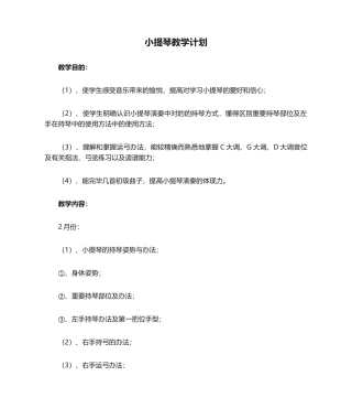 2025年小提琴教学计划