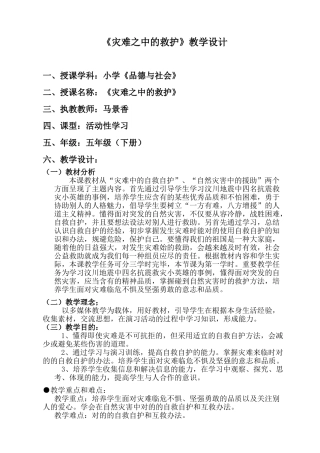 2025年灾难之中的救护教学设计马景香课件