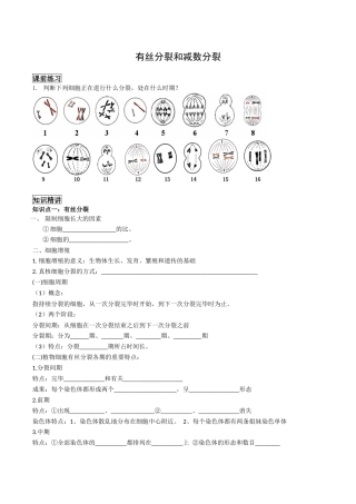 2025年专题复习有丝分裂和减数分裂教案设计