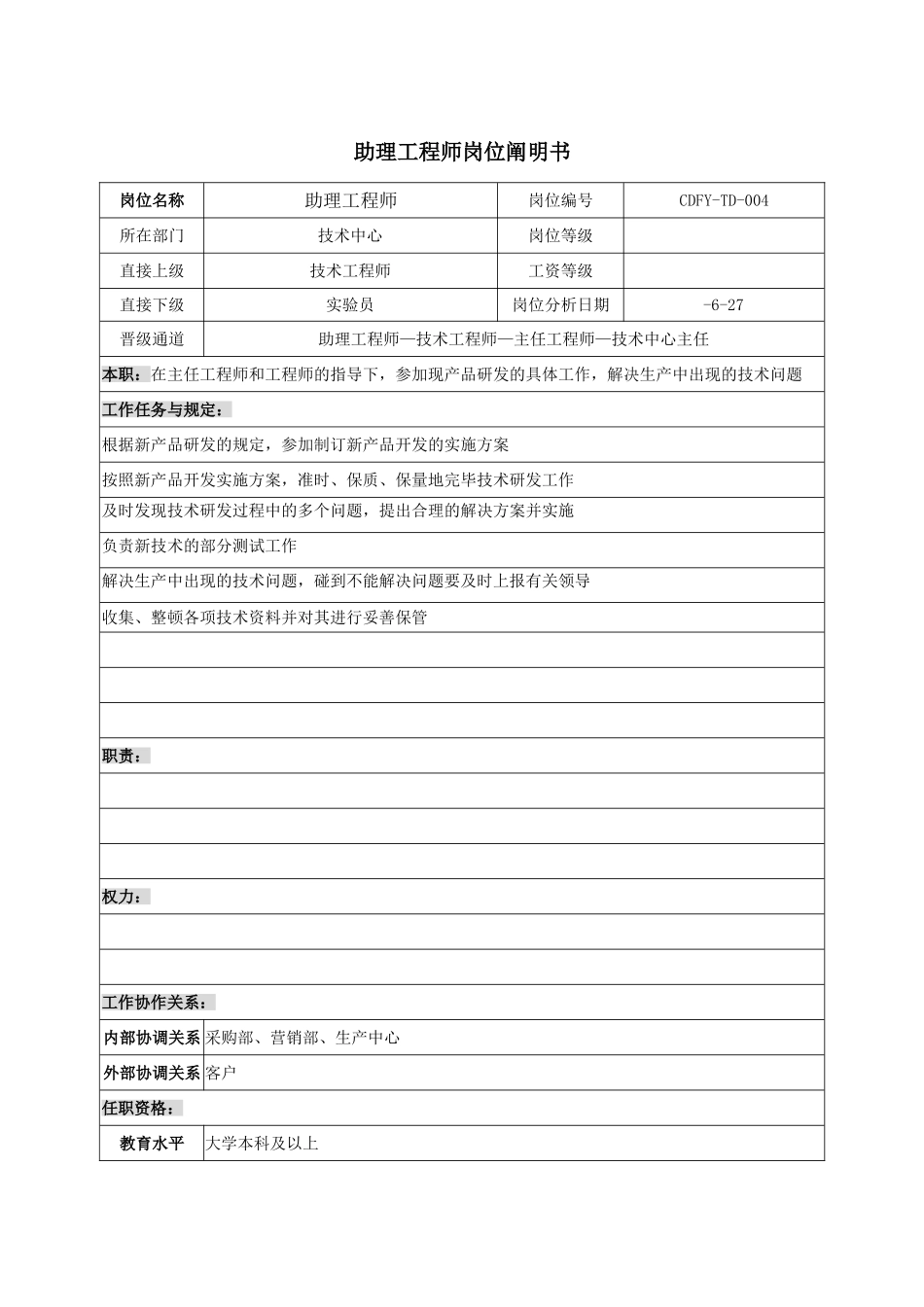 2025年助理工程师岗位说明书_第1页