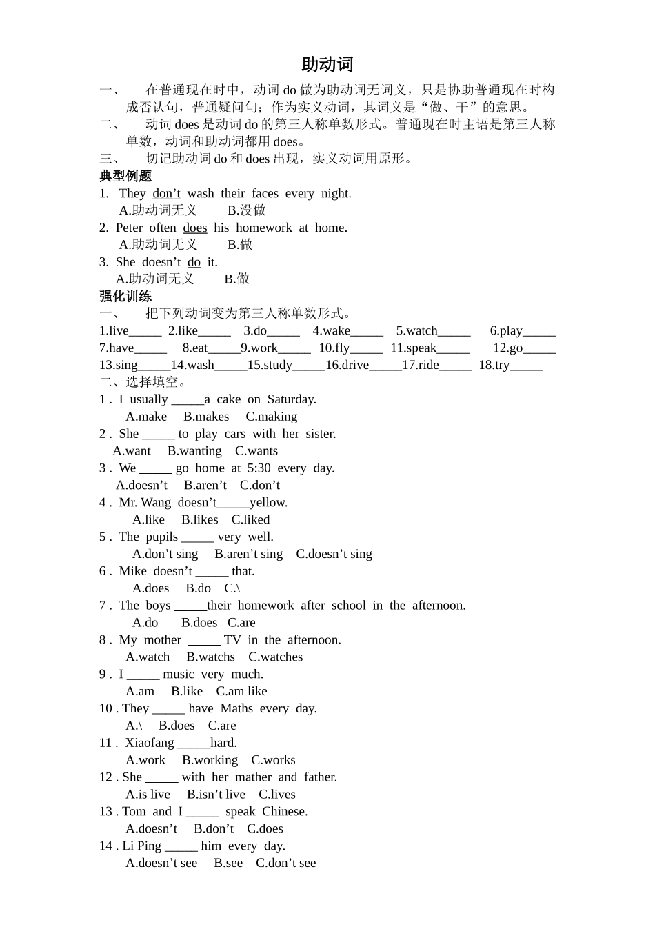 2025年助动词及练习题_第1页