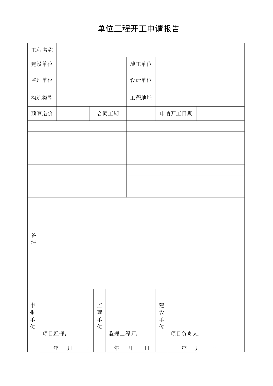 2025年开工报告表格_第1页