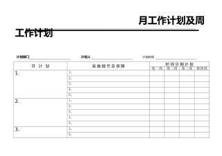 2025年月工作计划及周工作计划表格