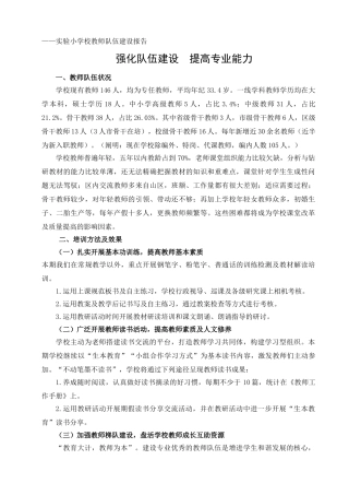 2025年小学教师队伍建设报告