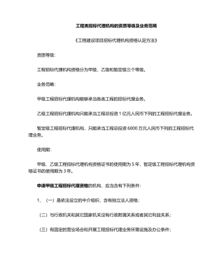 2025年招投标代理资质范围