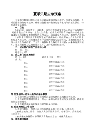 2025年夏季汛期应急预案