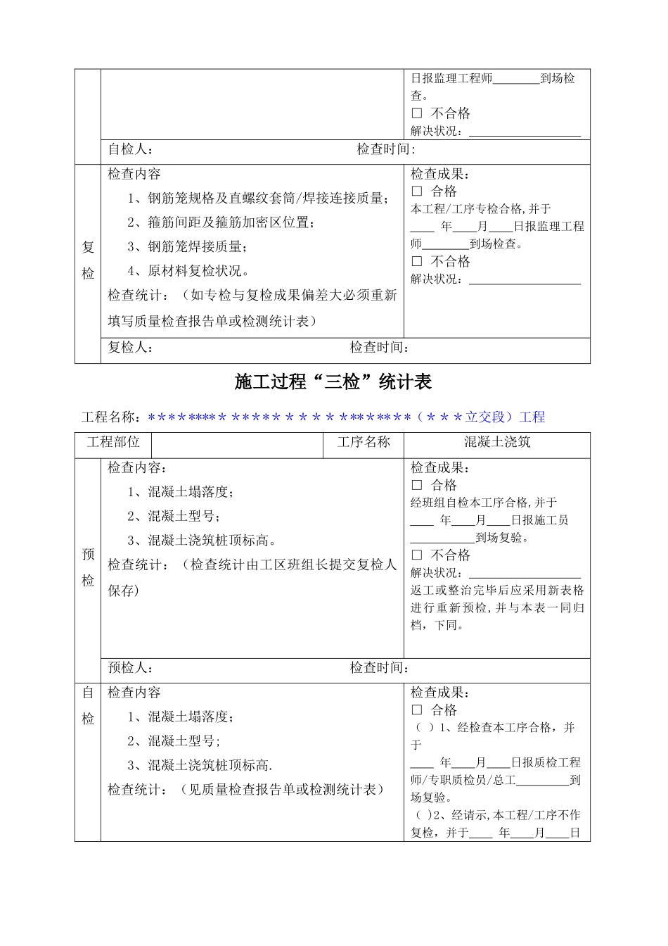 2025年施工项目质量三检制度及检查表格_第3页