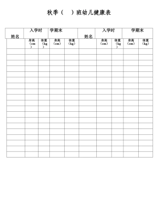 2025年幼儿健康记录表