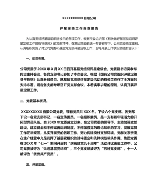 2025年评星定级自查报告