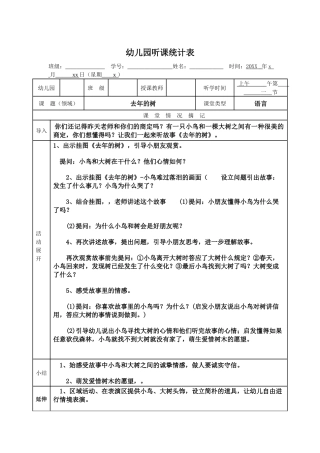 2025年幼儿园听课记录表