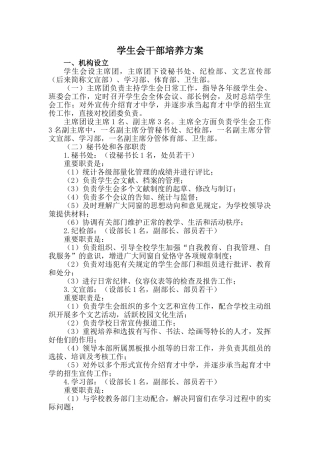 2025年学生会干部培养方案