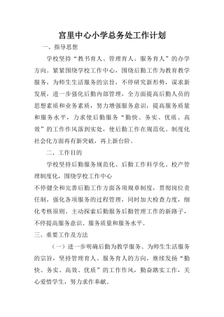 2025年小学总务处工作计划