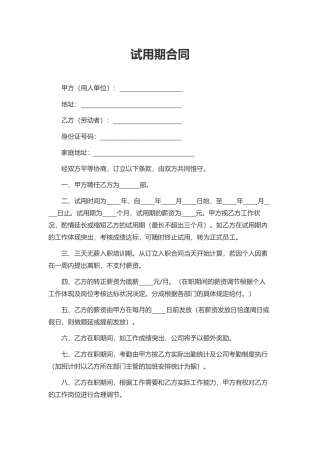 2025年试用劳动合同