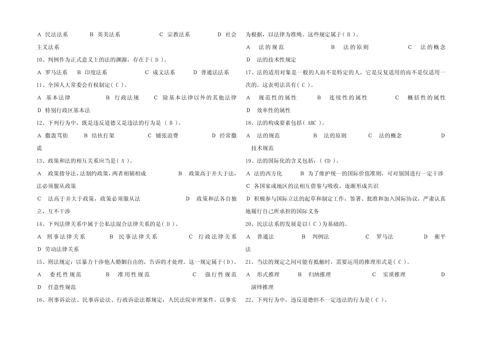 2024法律基础知识考试题及参考答案_第2页