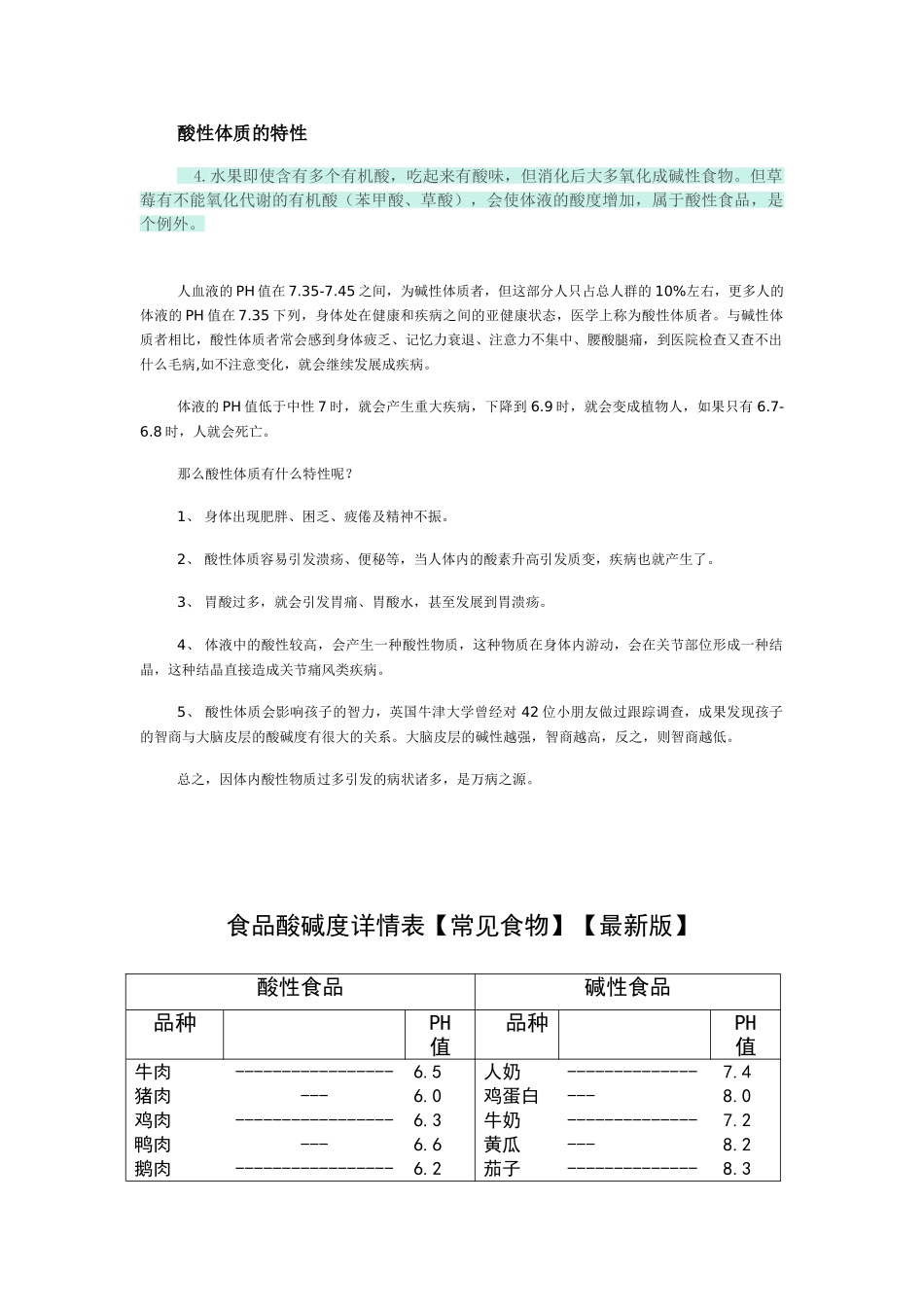 2025年食品酸碱度表修正碱性食物酸性食物_第1页
