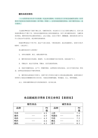 2025年食品酸碱度表修正碱性食物酸性食物