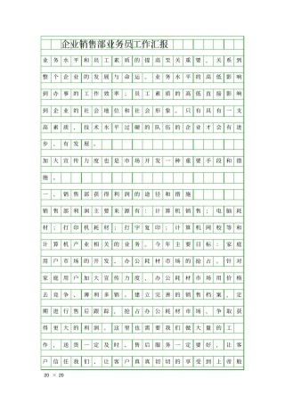 企业销售部业务员工作汇报精品工作报告