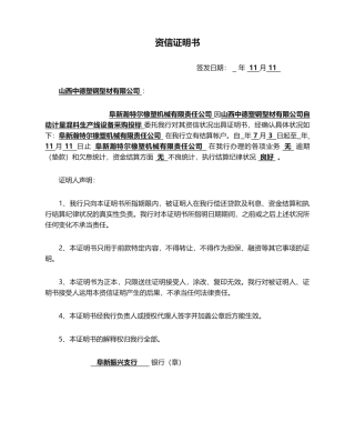 2025年资信证明书