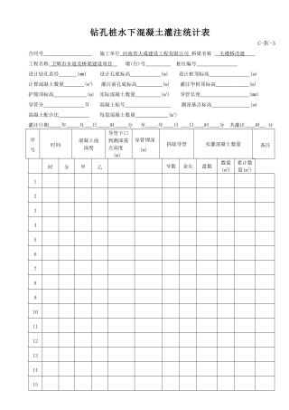 2025年钻孔桩水下混凝土灌注记录表