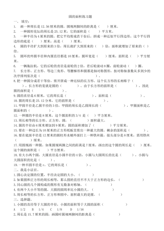 2025年圆的面积练习题