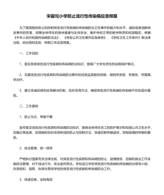 2025年宋翟坨小学预防流行性传染病应急预案