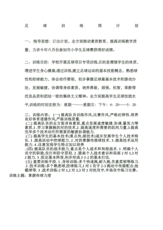 2025年足球训练周计划