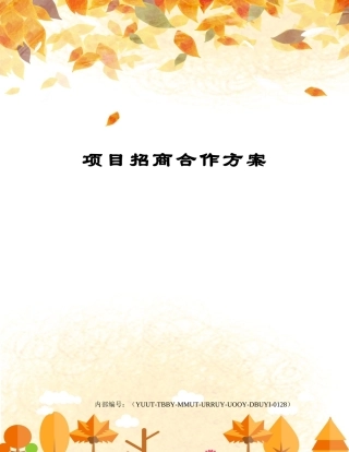 2025年项目招商合作方案