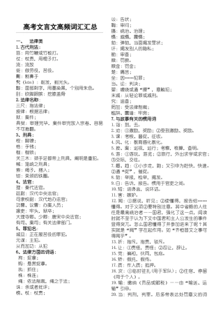2025年文言文高频词汇汇总