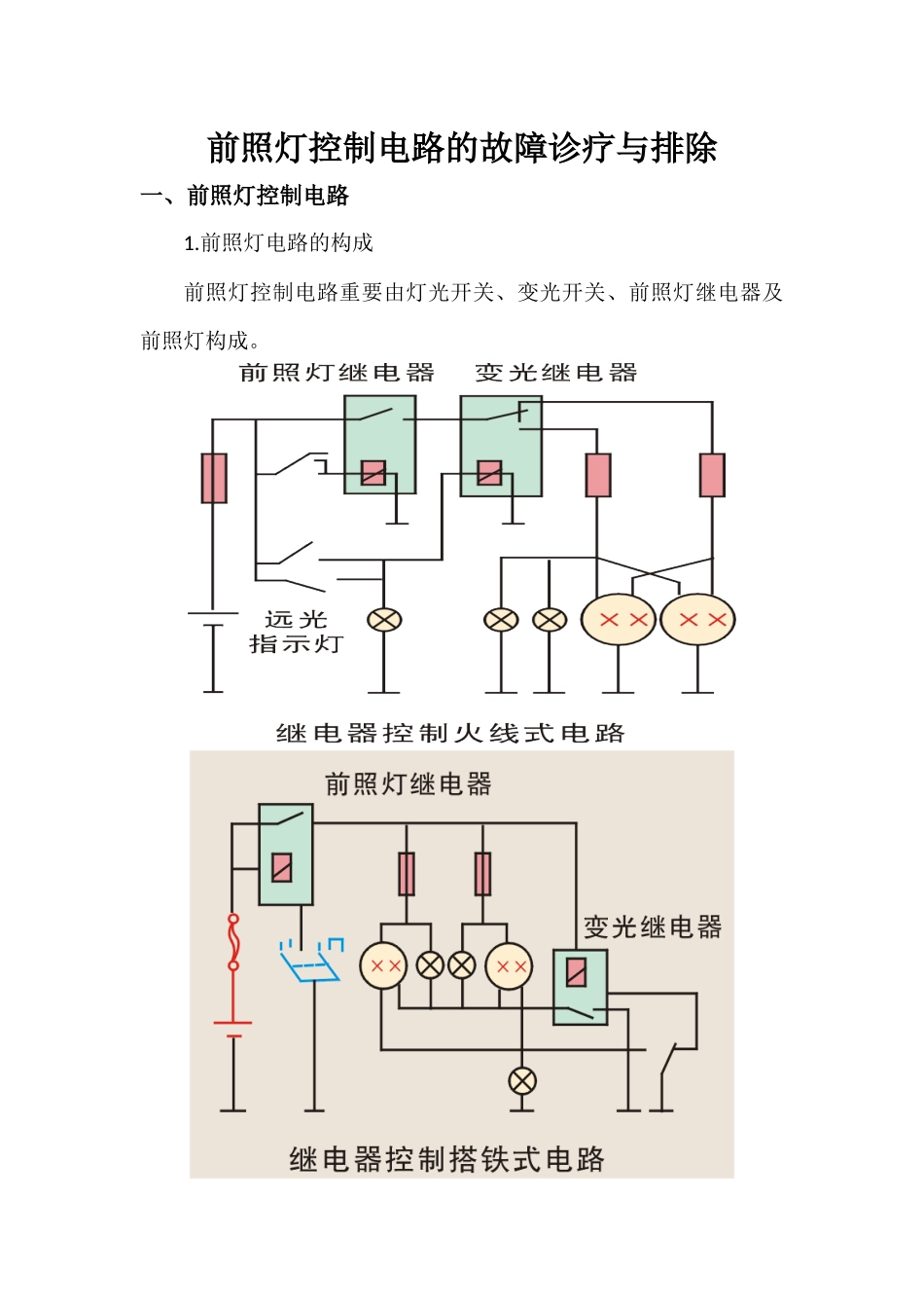 2025年前照灯控制电路的故障诊断与排除_第1页