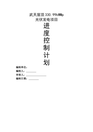 2025年光伏发电项目进度控制计划
