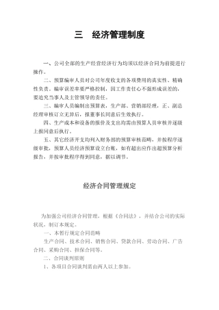 2025年公司经济管理制度