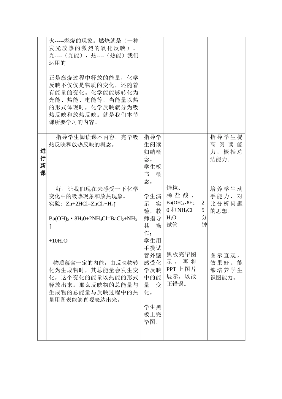 2025年吸热反应和放热反应教学设计_第3页
