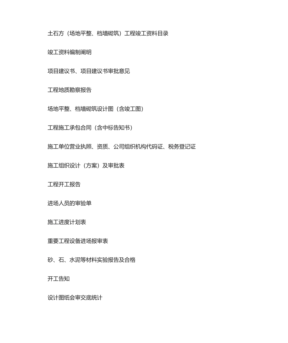 2025年土石方工程竣工资料目录_第1页