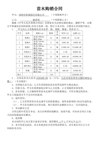 2025年苗木购销合同