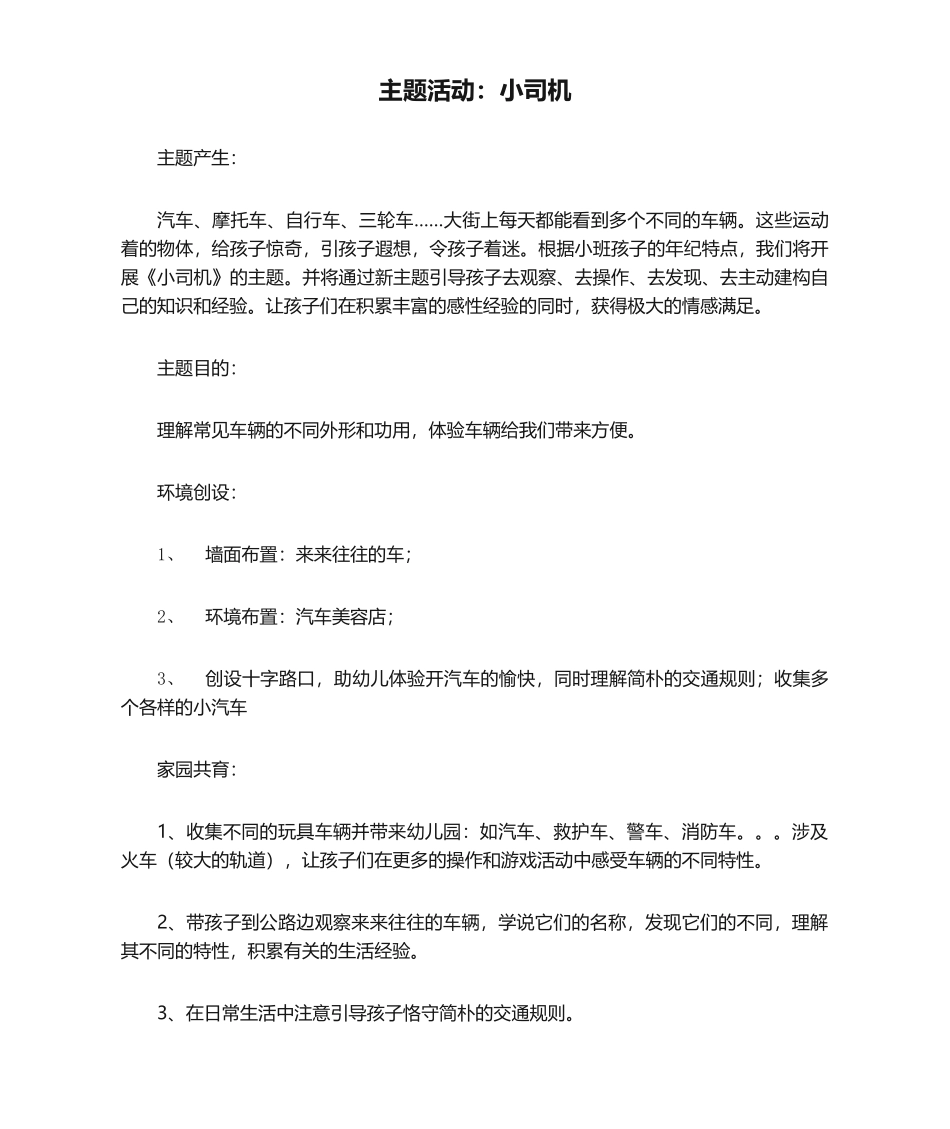 2025年主题活动：小司机_第1页