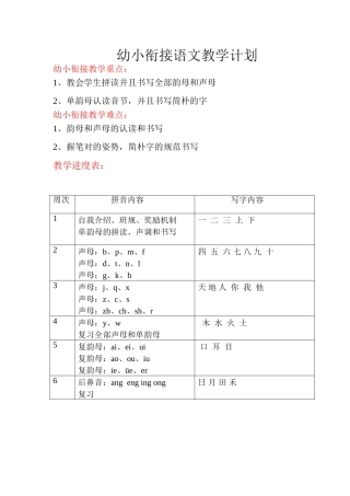 2025年幼小衔接班语文教学计划