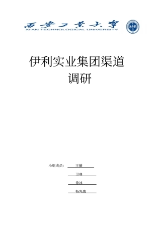 伊利乳业产品渠道调研报告