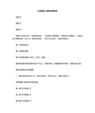 2025年公司向私人借款合同