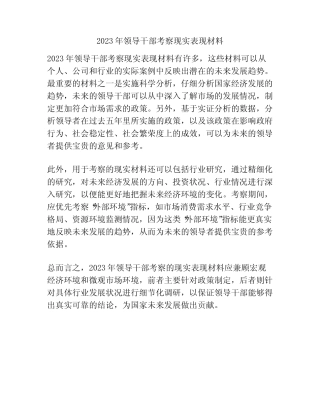 2023年领导干部考察现实表现材料