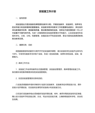 2025年实验室工作计划