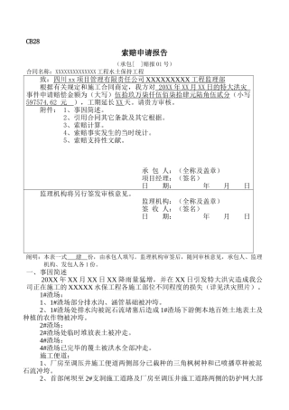 2025年索赔申请报告