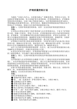 2025年年护理质量控制计划