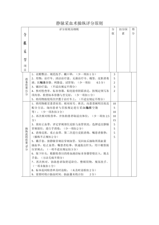 2025年静脉采血术操作评分标准