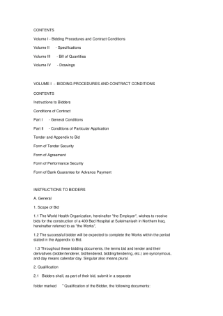 伊拉克苏莱曼尼亚医院项目招标文件英文版