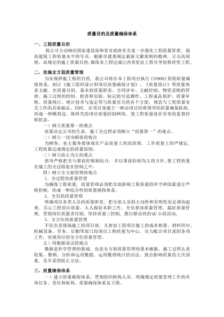 2025年质量目标及质量保证体系