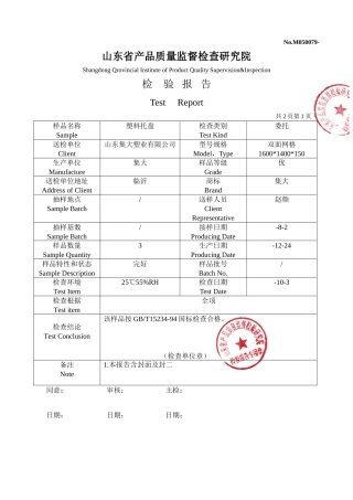2025年托盘检验报告